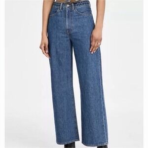 Levi's Ribcage Wide-Leg Braided Jeans Sz 24/32 Blue Denim Bare Back Cowgirl Boho